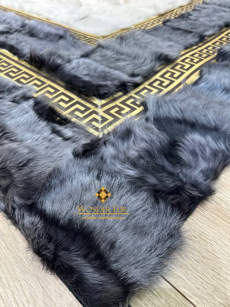 100%Natural Gray White Sheepskin Living Room Rug,Handmade Non Slip Rug