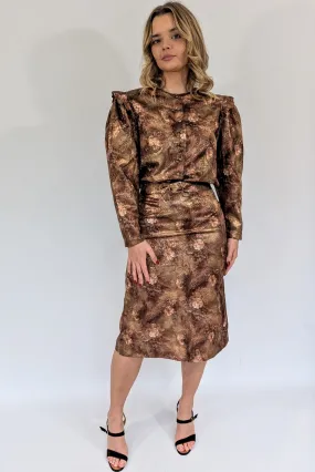 1970s Vintage Metallic Gold Party Co-Ord Set