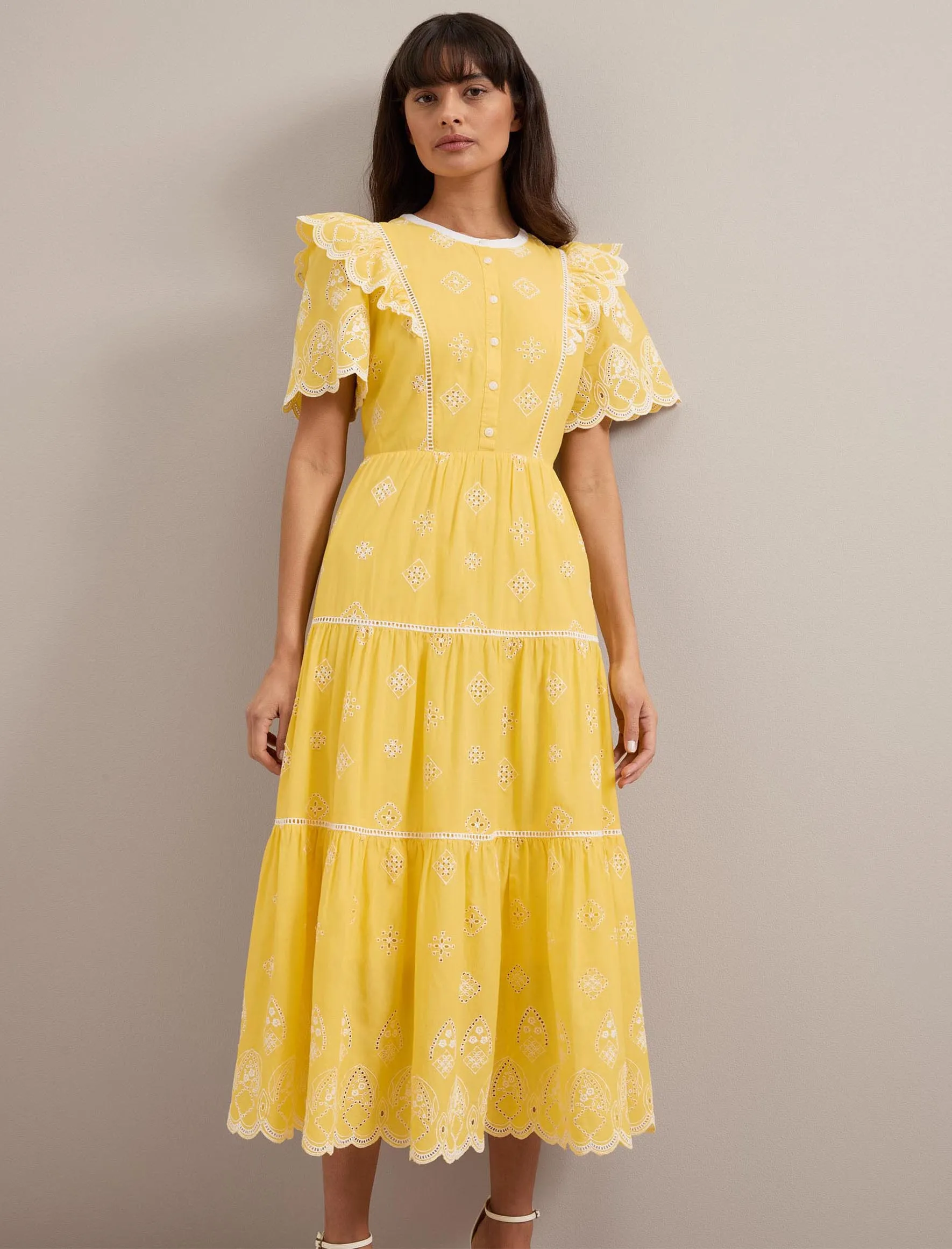 Alana Organic Cotton Maxi Dress - Yellow White