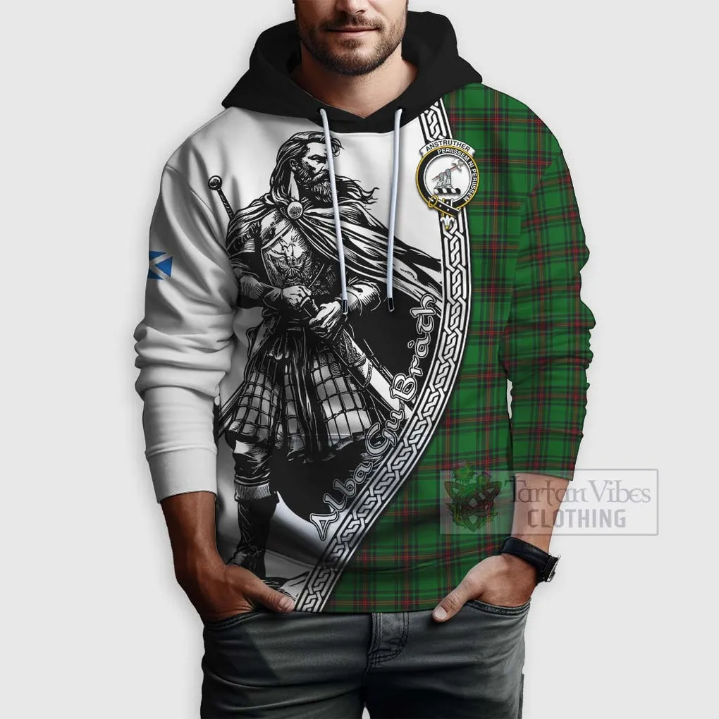 Anstruther Tartan Clan Crest Hoodie with Highlander Warrior Celtic Style