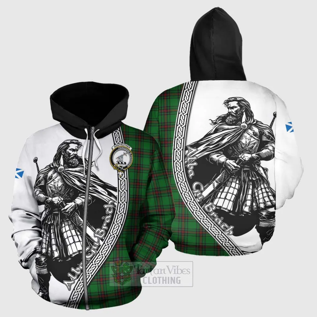 Anstruther Tartan Clan Crest Hoodie with Highlander Warrior Celtic Style