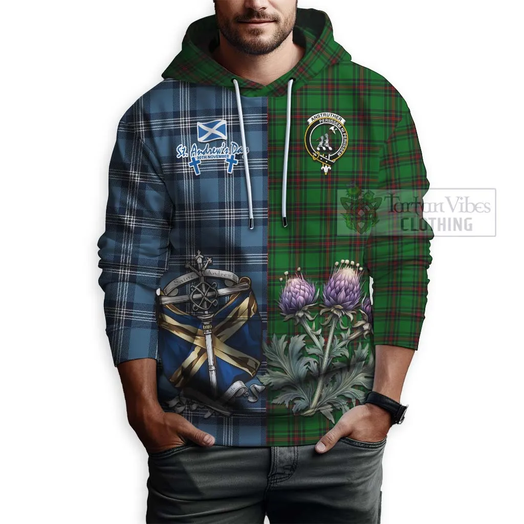 Anstruther Tartan Hoodie Happy St. Andrew's Day Half Tartan Style