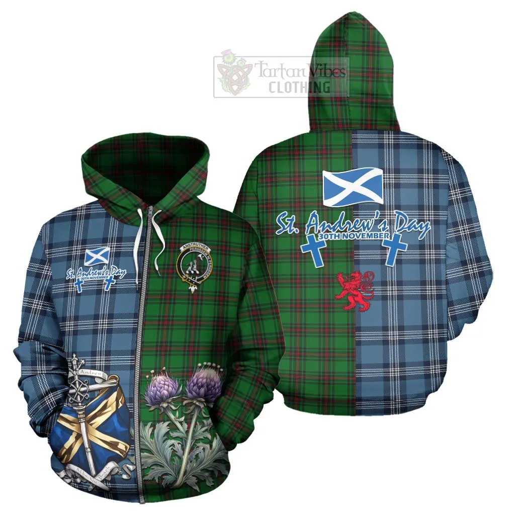 Anstruther Tartan Hoodie Happy St. Andrew's Day Half Tartan Style