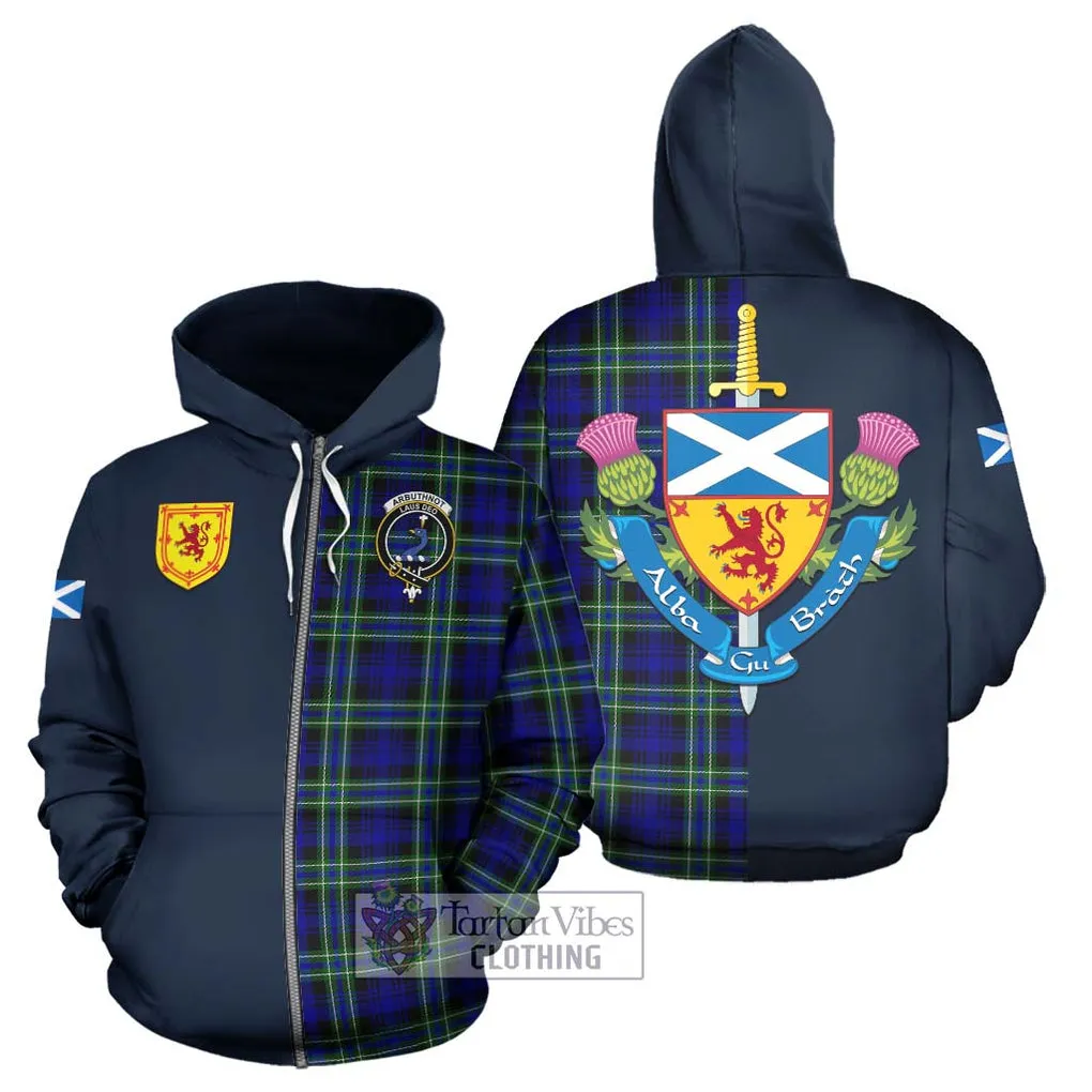 Arbuthnot Modern Tartan Hoodie Alba with Scottish Lion Royal Arm Half Style