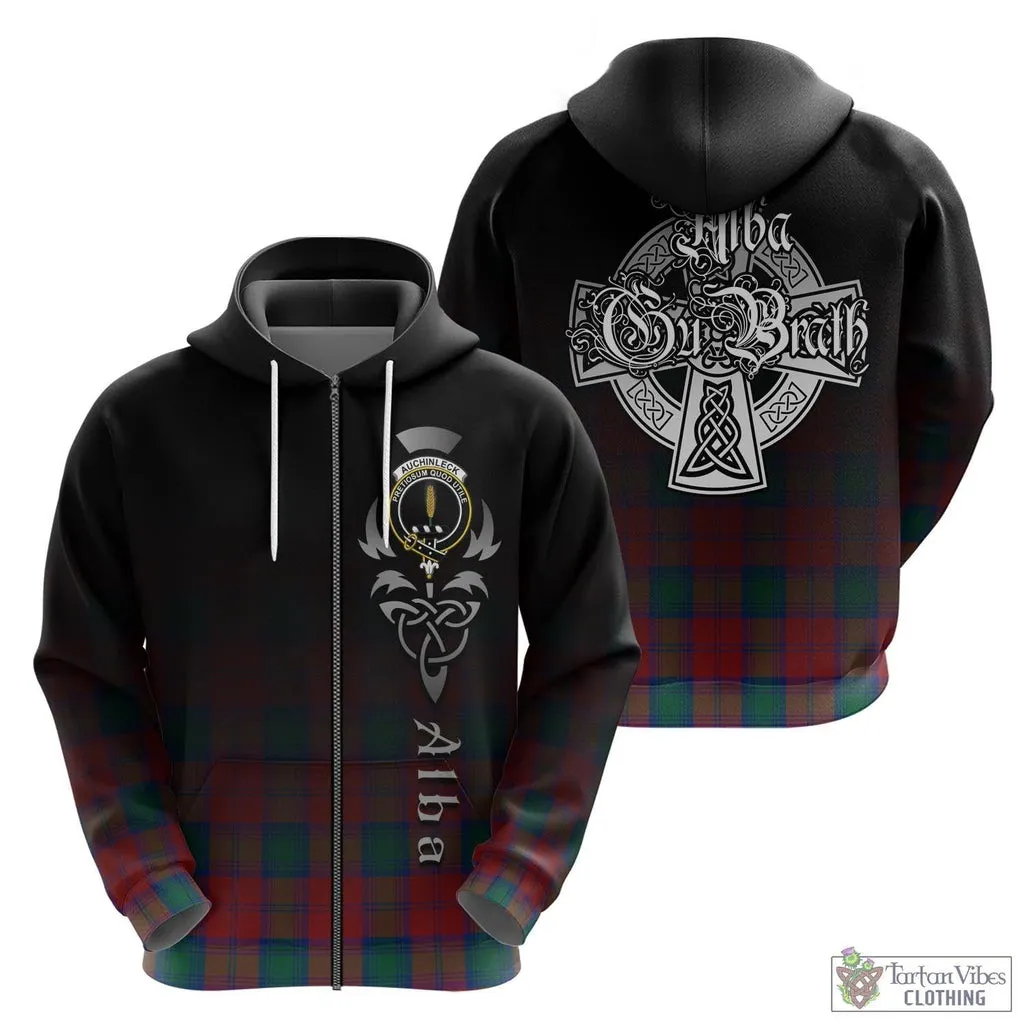 Auchinleck (Affleck) Tartan Hoodie Featuring Alba Gu Brath Family Crest Celtic Inspired