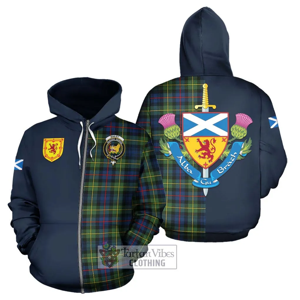 Bailey Modern Tartan Hoodie Alba with Scottish Lion Royal Arm Half Style