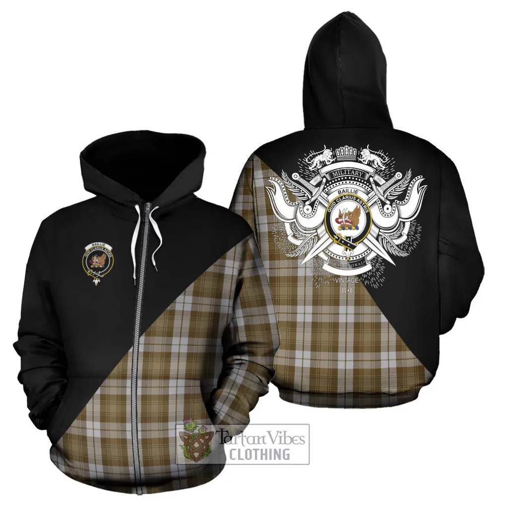 Baillie Dress Tartan Hoodie with Family Crest and Military Logo Style