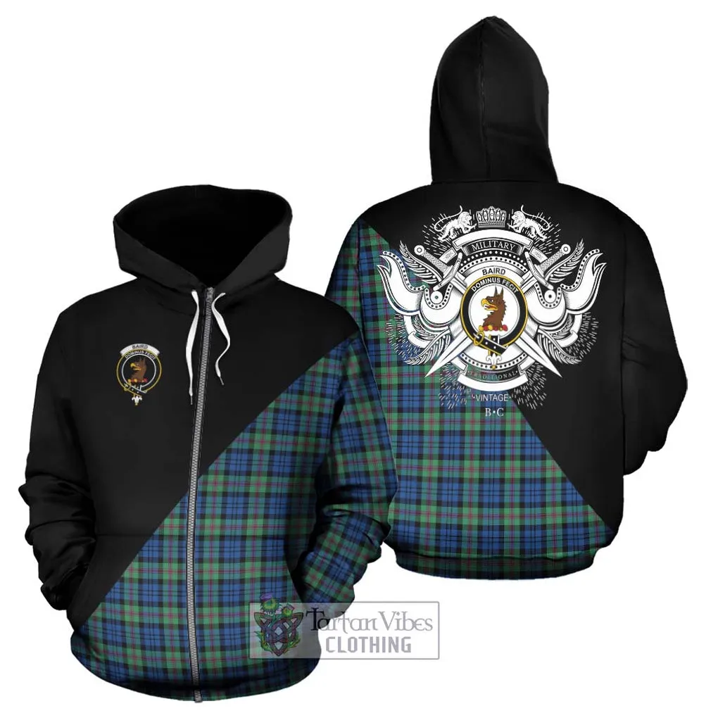 Baird Ancient Tartan Hoodie with Family Crest and Military Logo Style