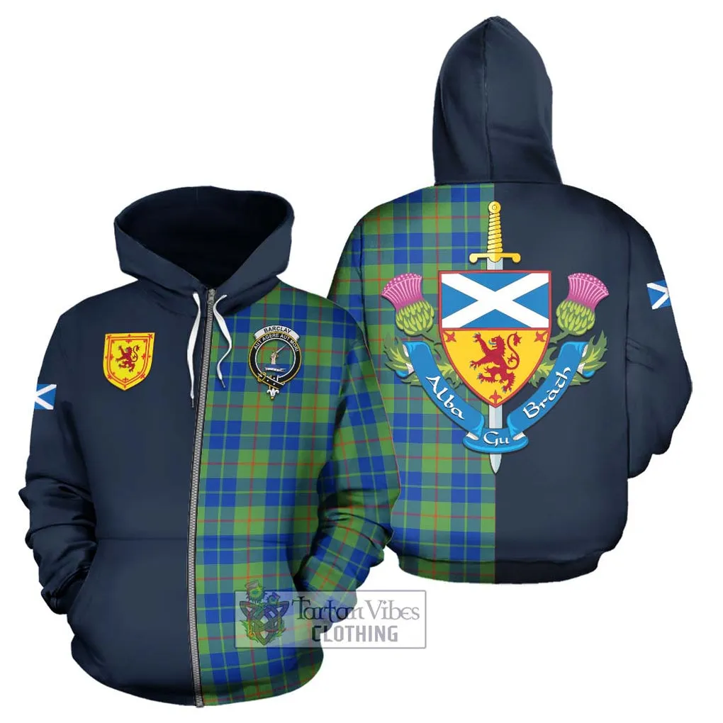 Barclay Hunting Ancient Tartan Hoodie Alba with Scottish Lion Royal Arm Half Style