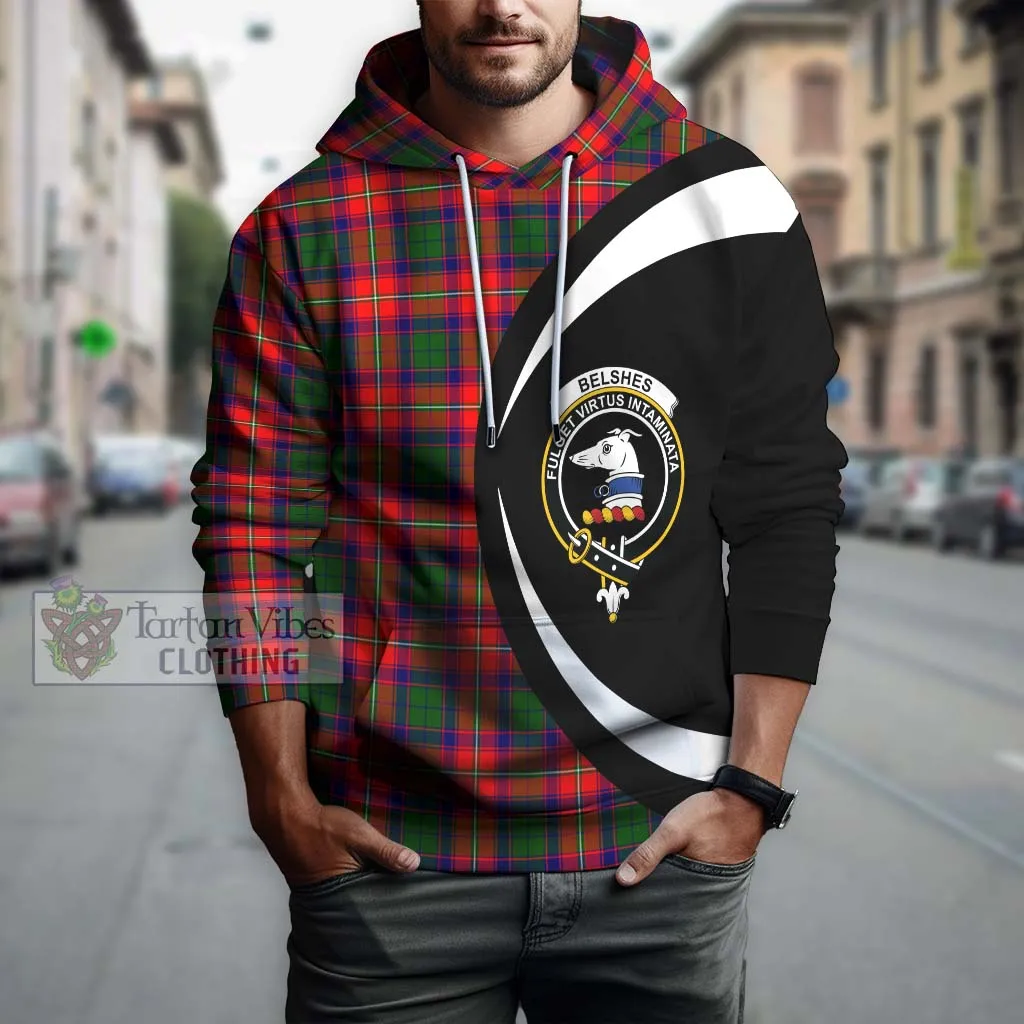 Belshes Tartan Hoodie with Family Crest Circle Style