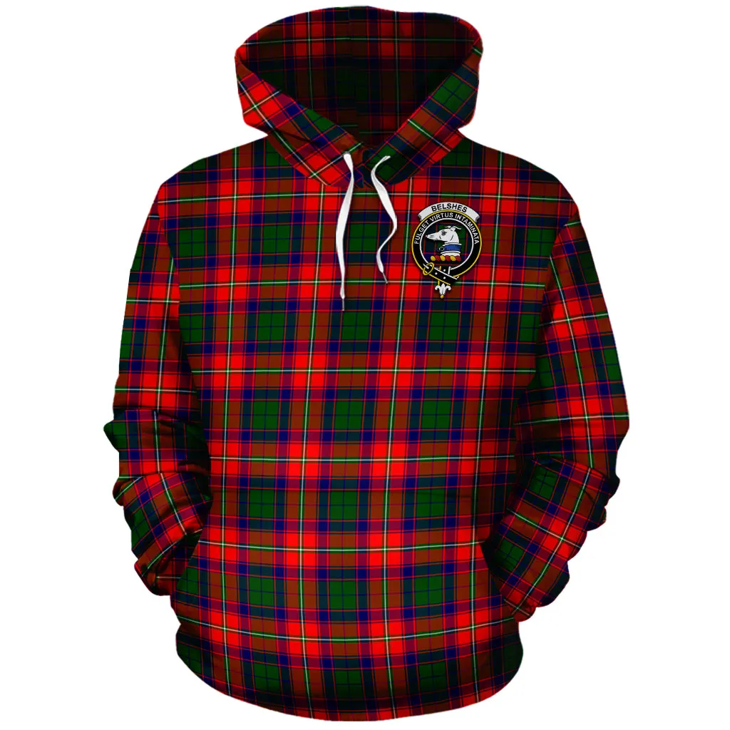 Belshes Tartan Hoodie with Family Crest