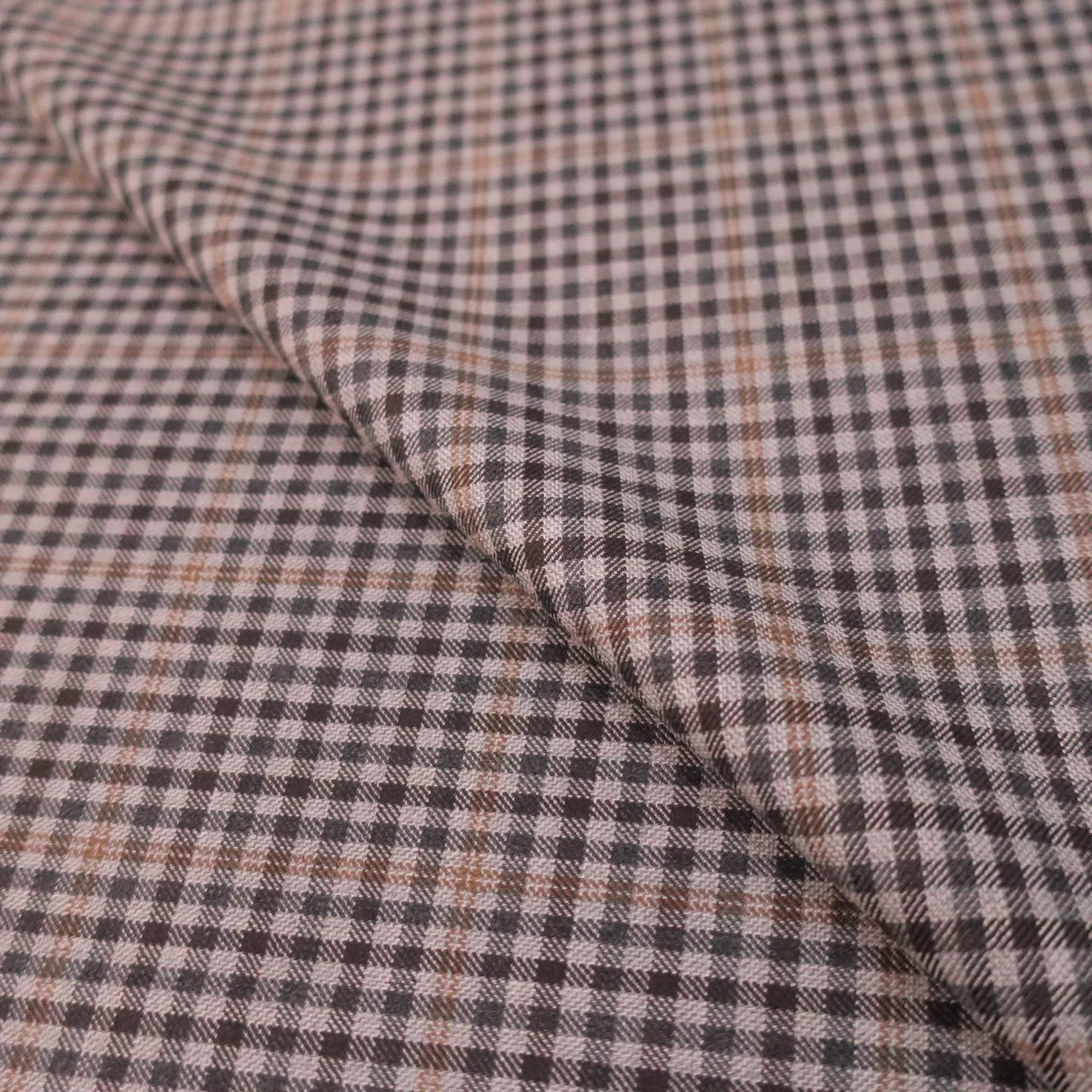 Brown and Off White Superfine Wool Loro Piana Fabric