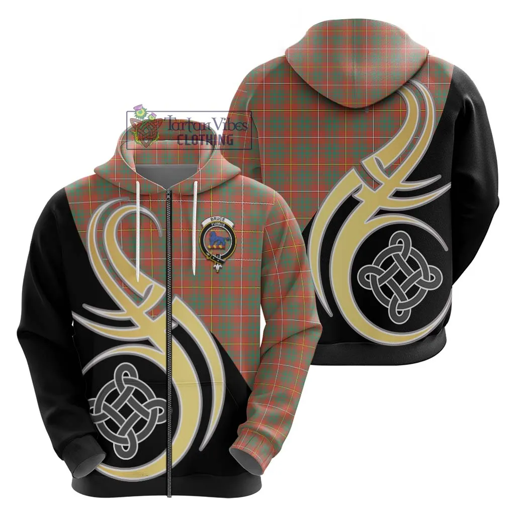 Bruce Ancient Tartan Hoodie with Family Crest and Celtic Symbol Style
