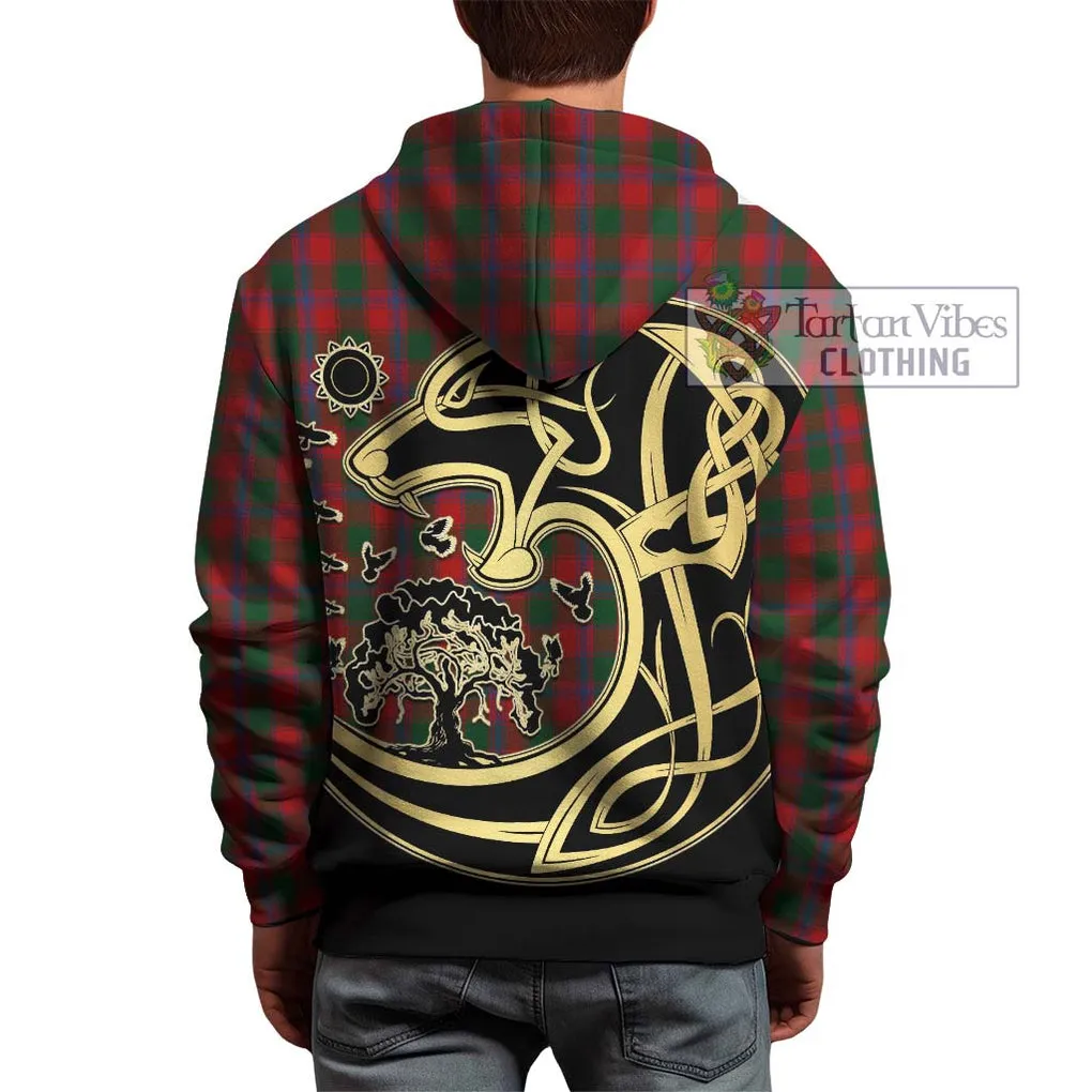 Bruce Old Tartan Hoodie with Family Crest Celtic Wolf Style