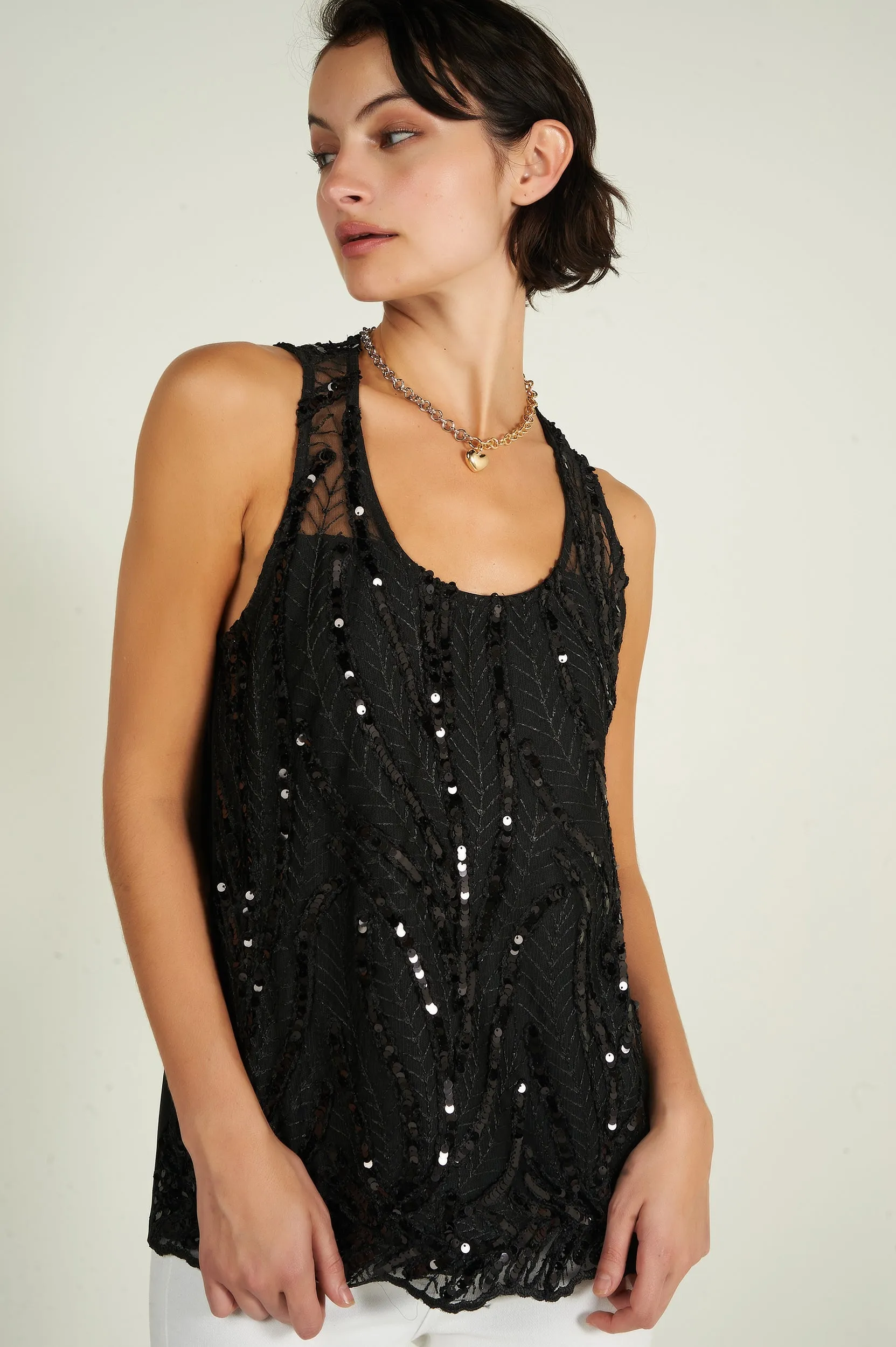 Camisole à paillettes - AMISU-H24 - (R-A14)