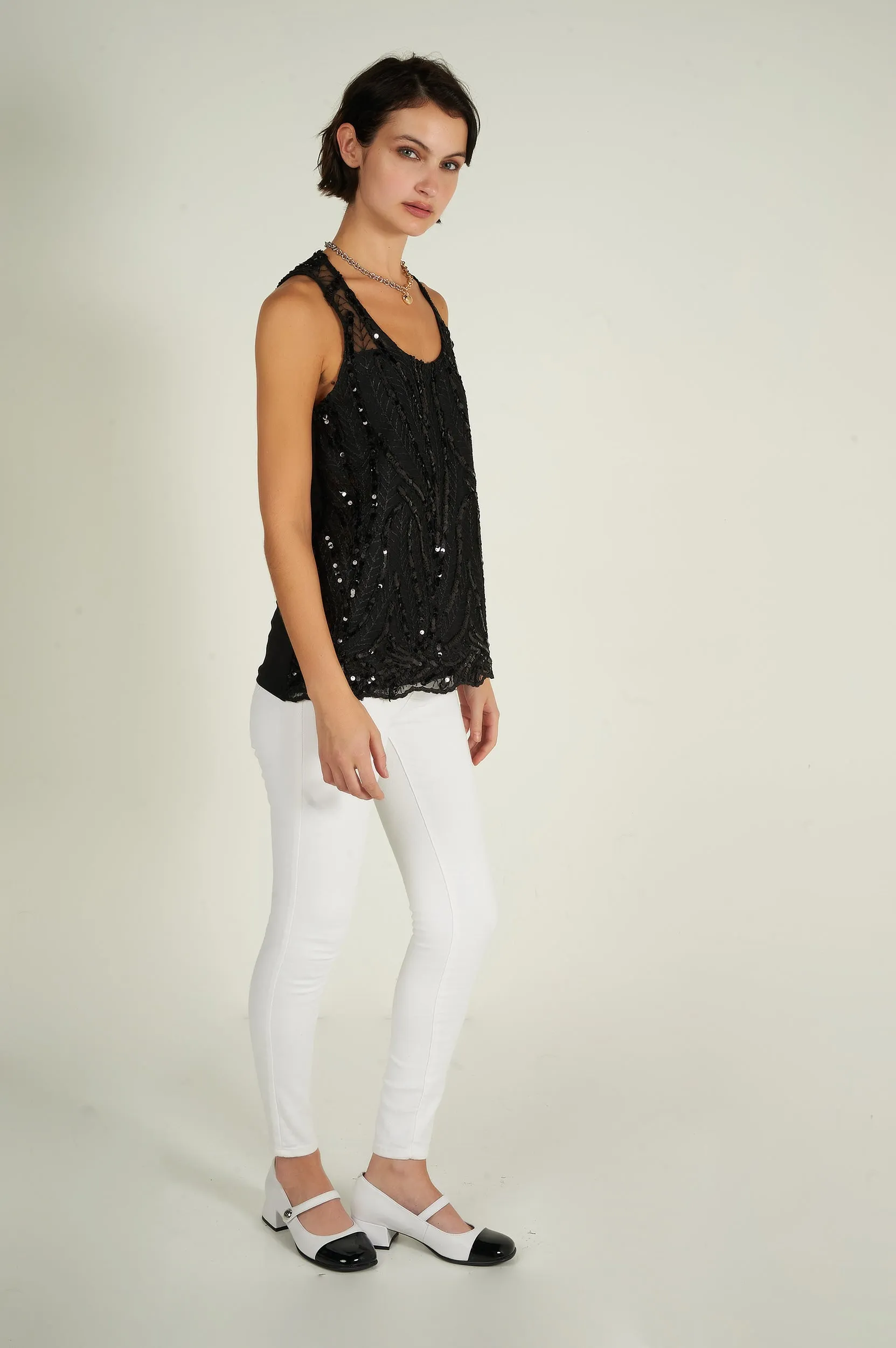 Camisole à paillettes - AMISU-H24 - (R-A14)