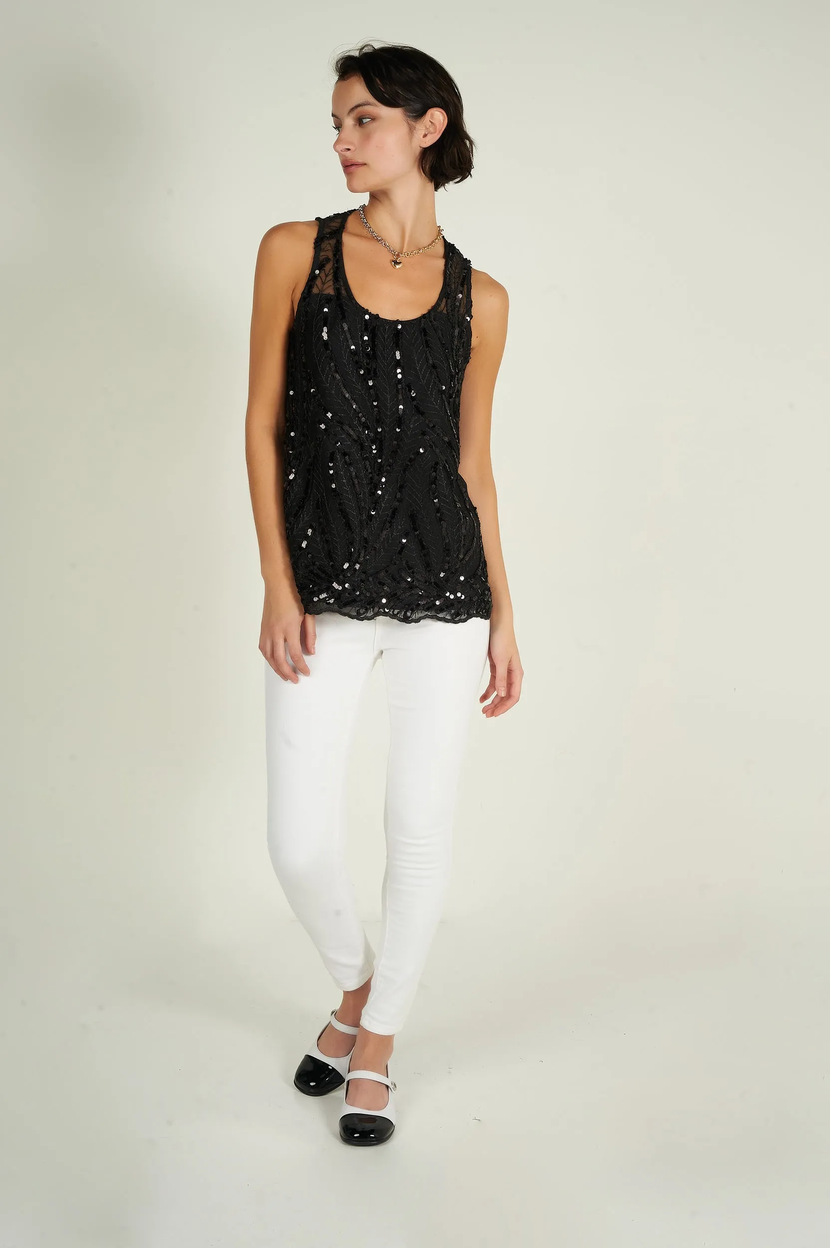 Camisole à paillettes - AMISU-H24 - (R-A14)