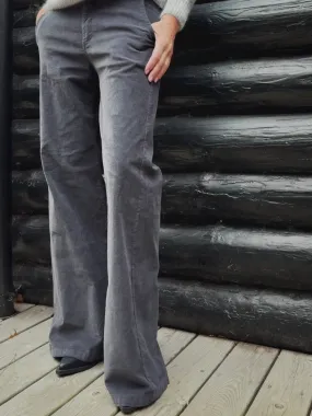 CORDUROY PANTS WITH ELASTIC WAISTBAND - GREY