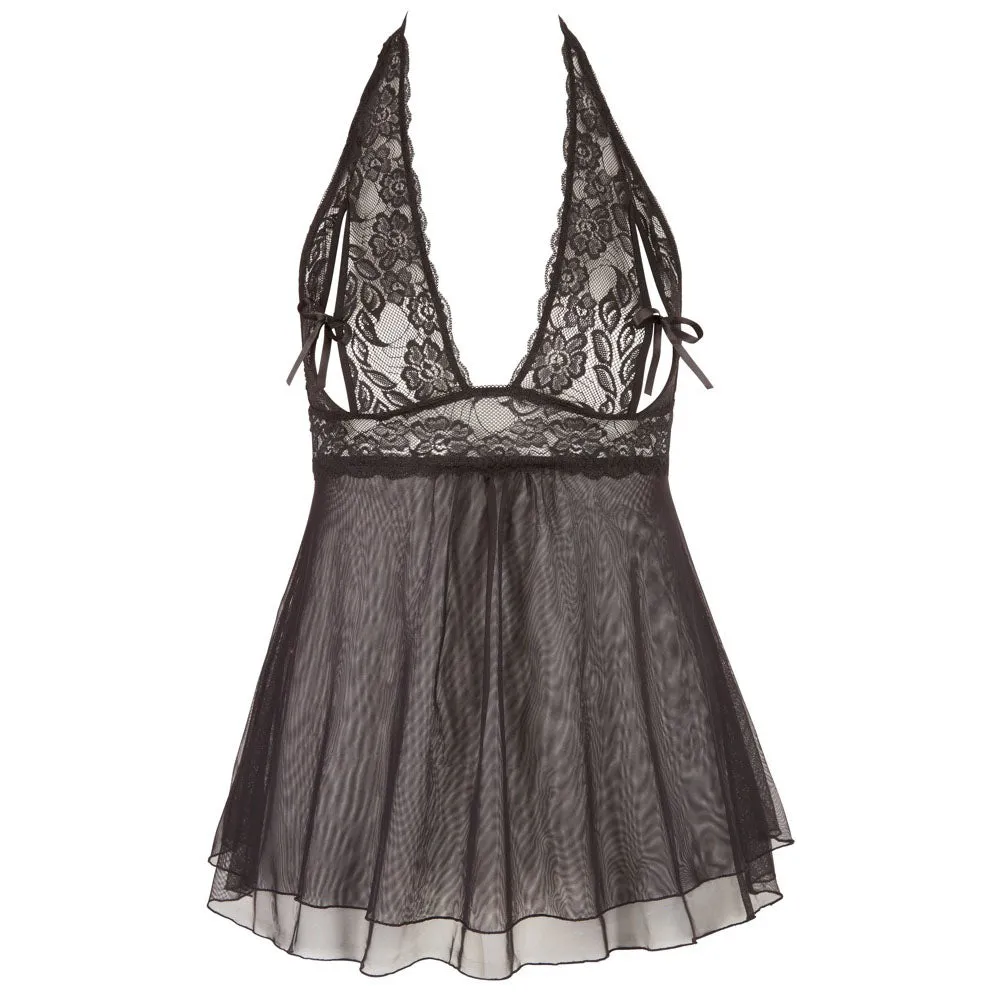 Cottelli Plus-Size Halter Neck Babydoll Black