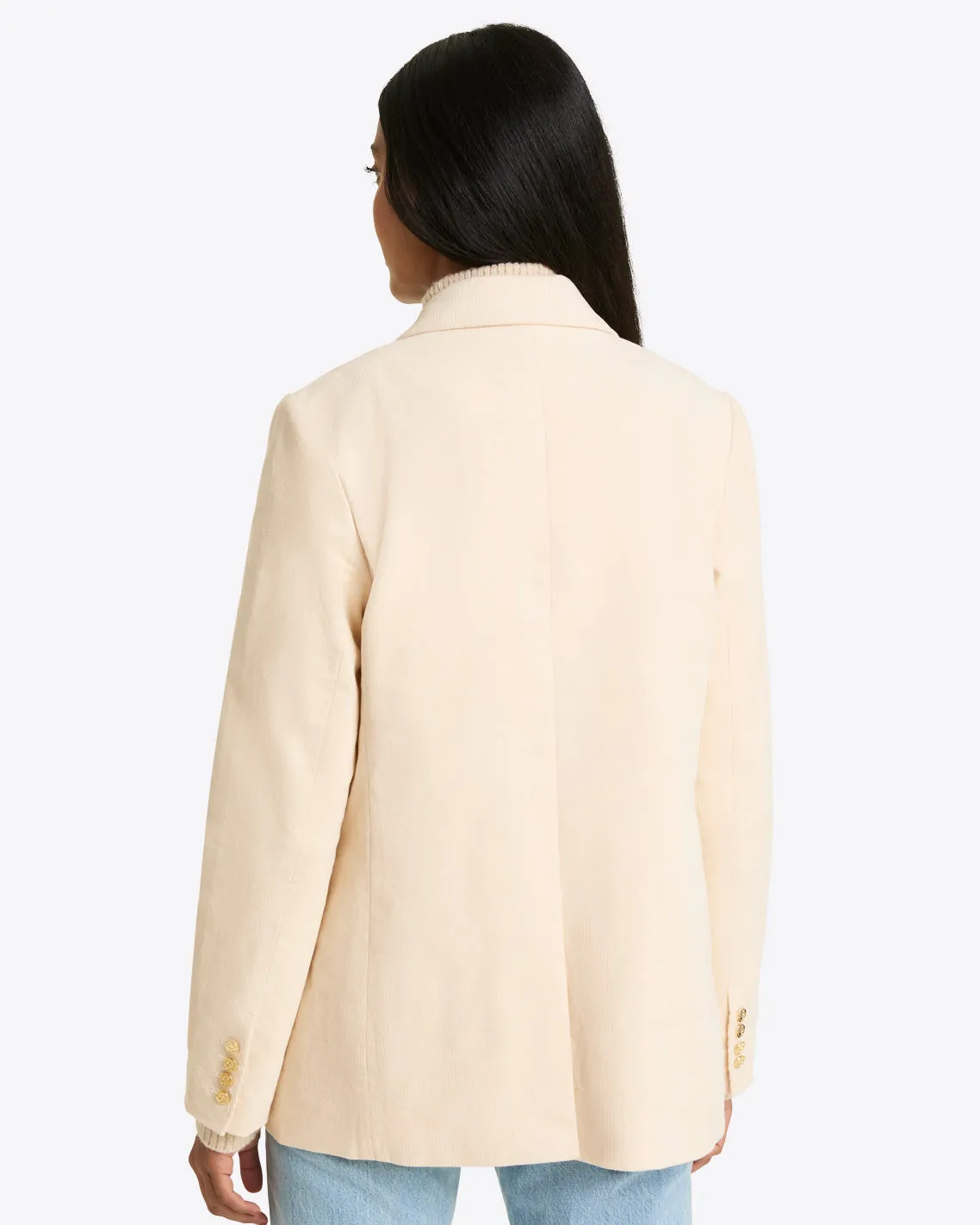 Double Breasted Blazer in Stretch Corduroy
