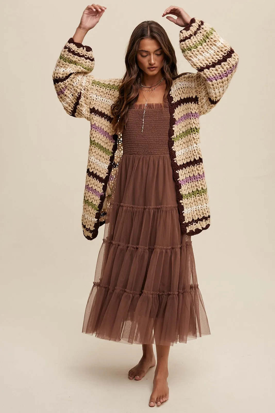 Emelia Striped Open Cardigan