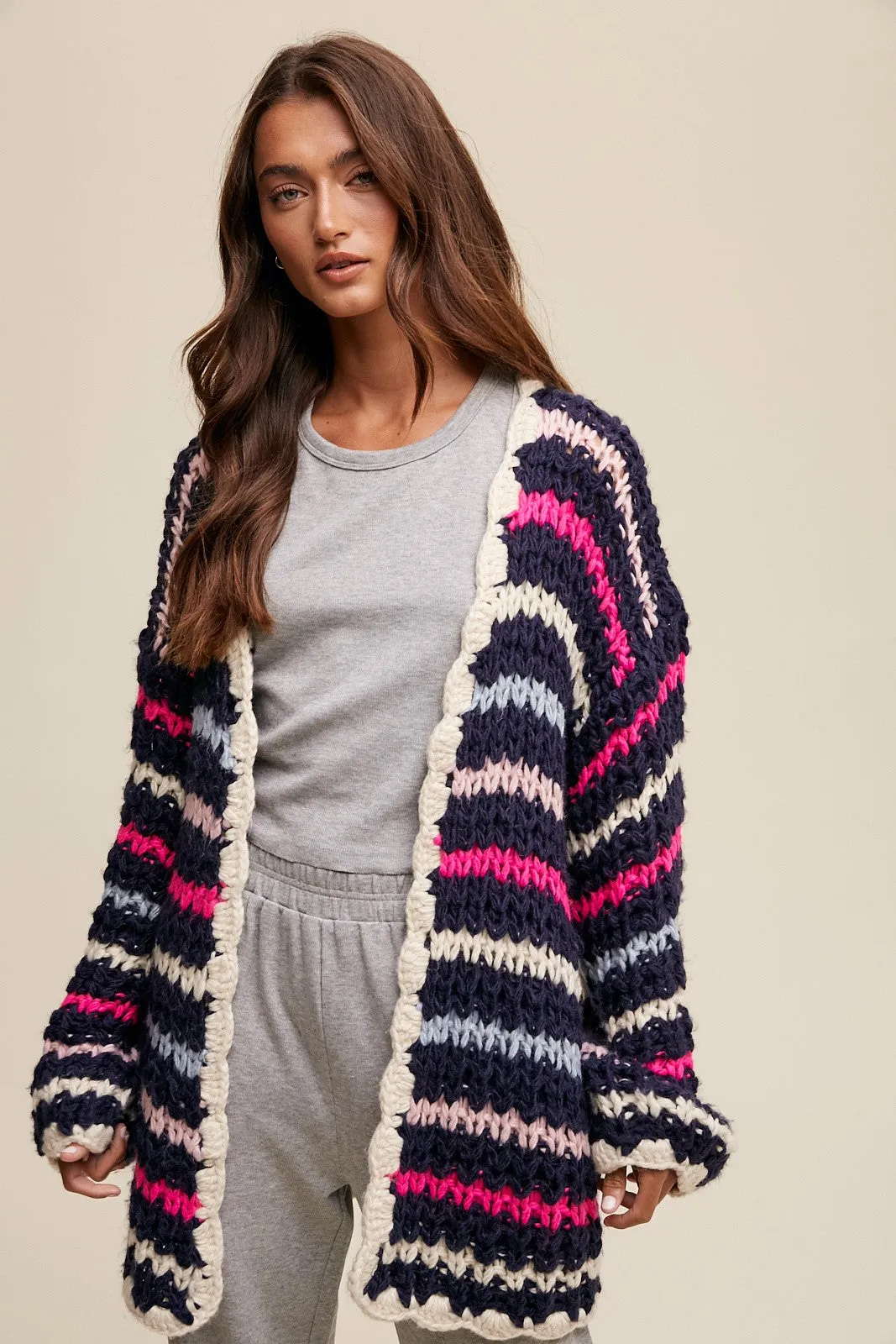 Emelia Striped Open Cardigan