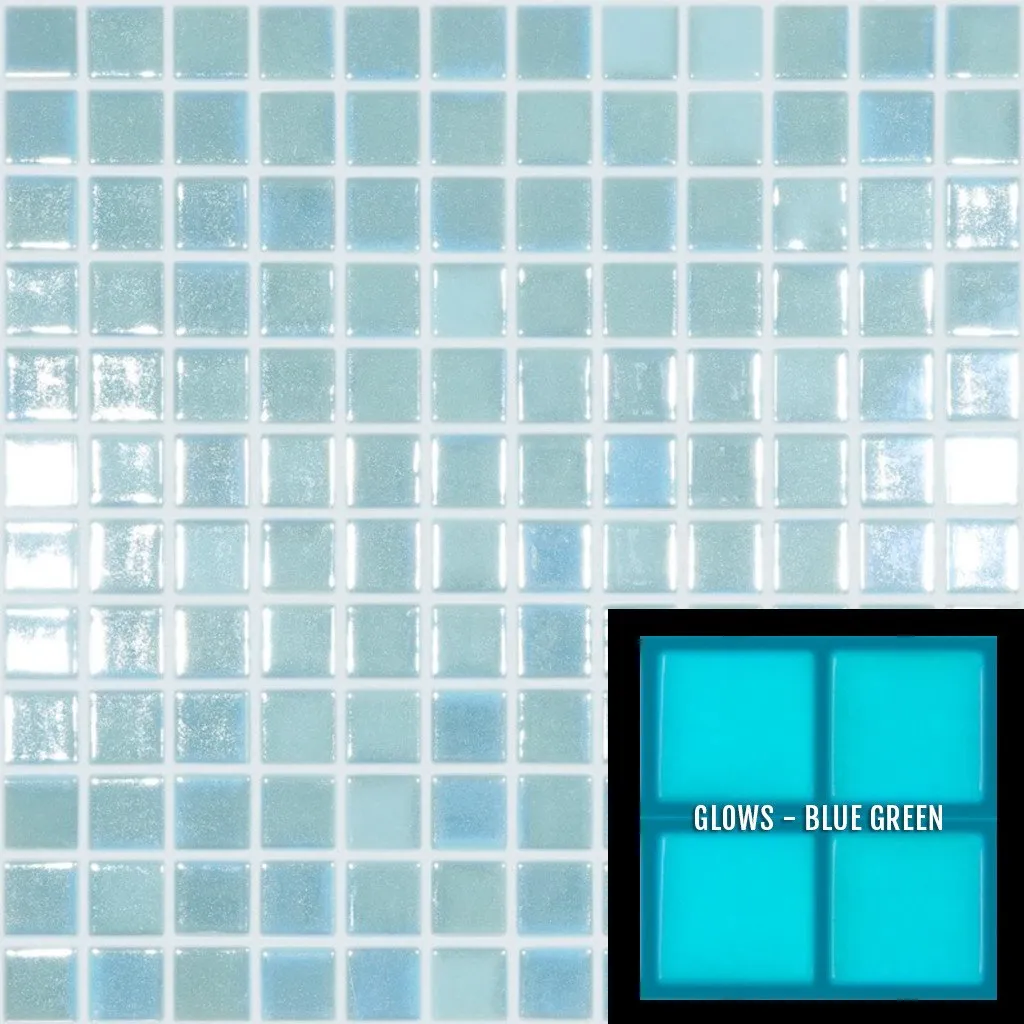 Fireglass 107 - Light Blue, 1" x 1" - Glass Tile