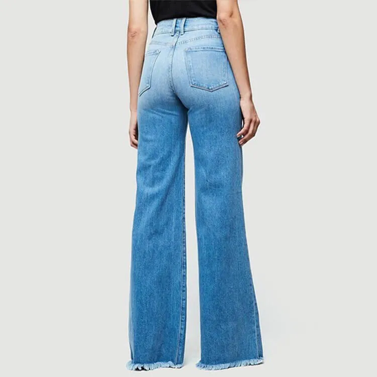 Flare Pocket High Waist  Jeans Slim-Fit Pants
