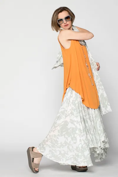 Full Circle Skirt in Garden Delphi