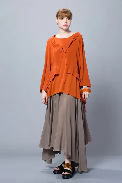 Full Circle Skirt in Mushroom Rafina Crinkle