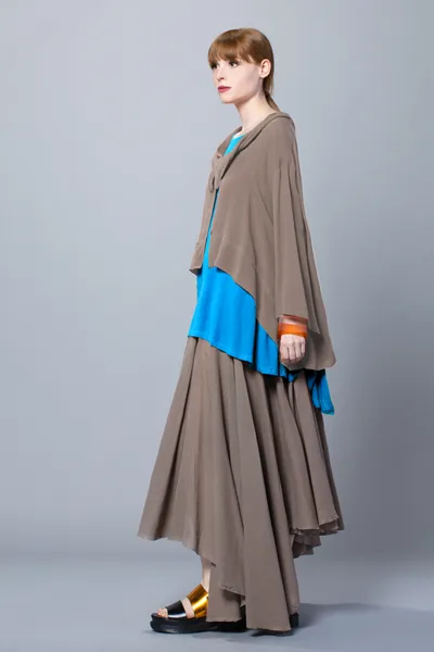 Full Circle Skirt in Mushroom Rafina Crinkle
