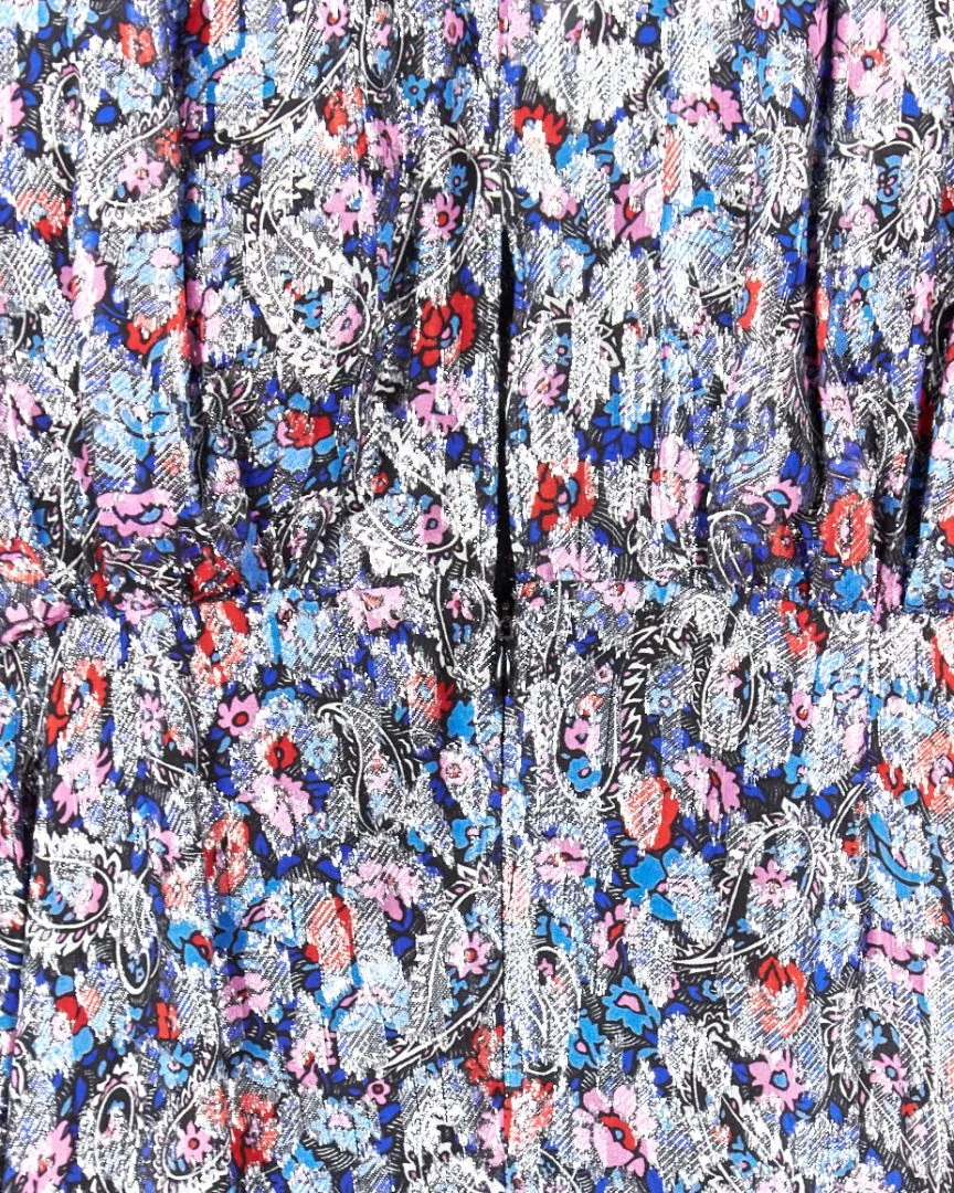 Isabel Marant 'marayli' floral print lurex maxidress, blue & pink, 12