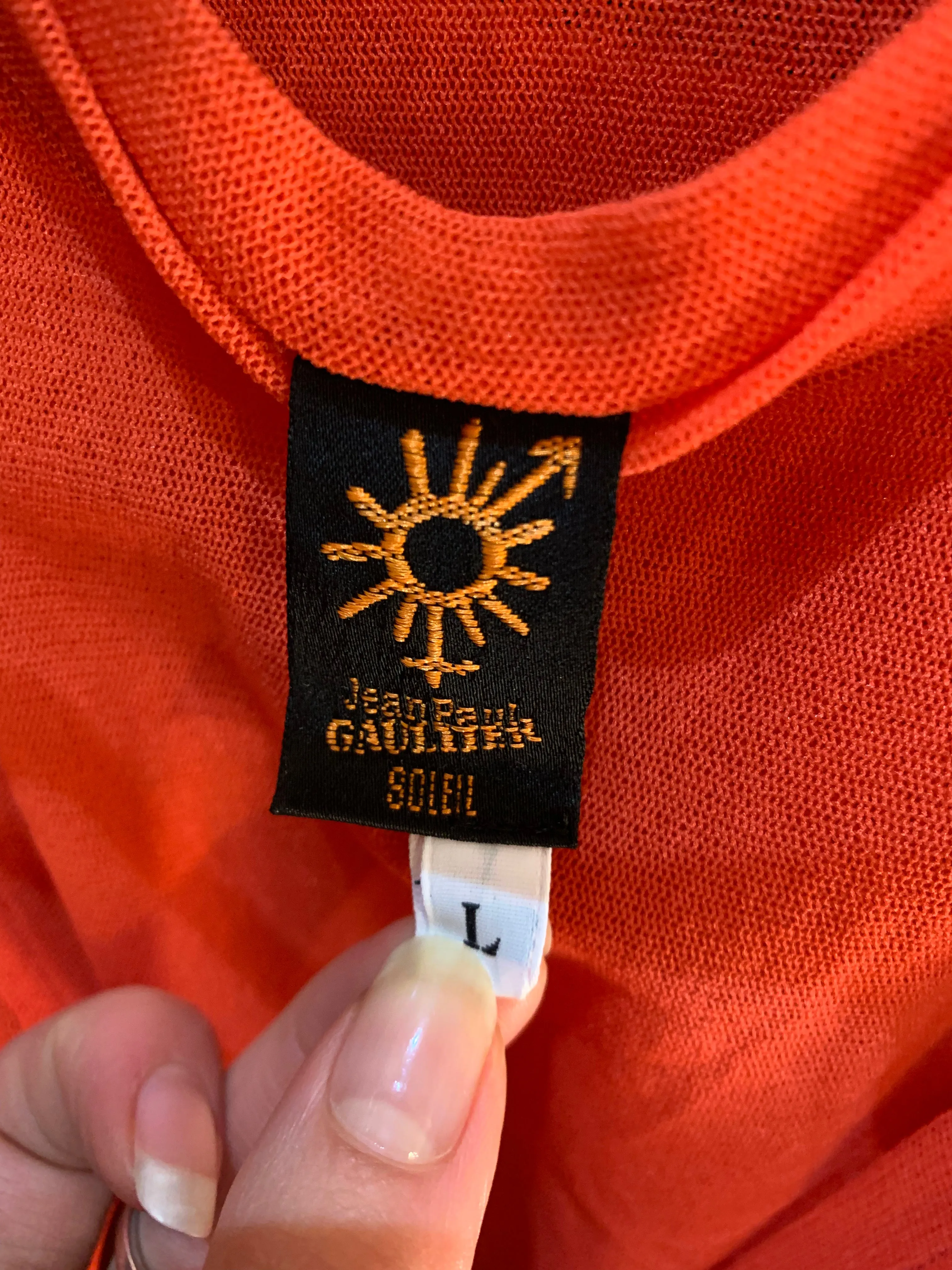 Jean Paul Gaultier Orange Sherbet Mesh Ensemble