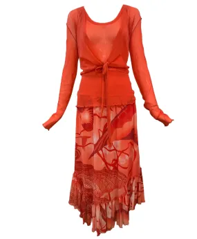 Jean Paul Gaultier Orange Sherbet Mesh Ensemble