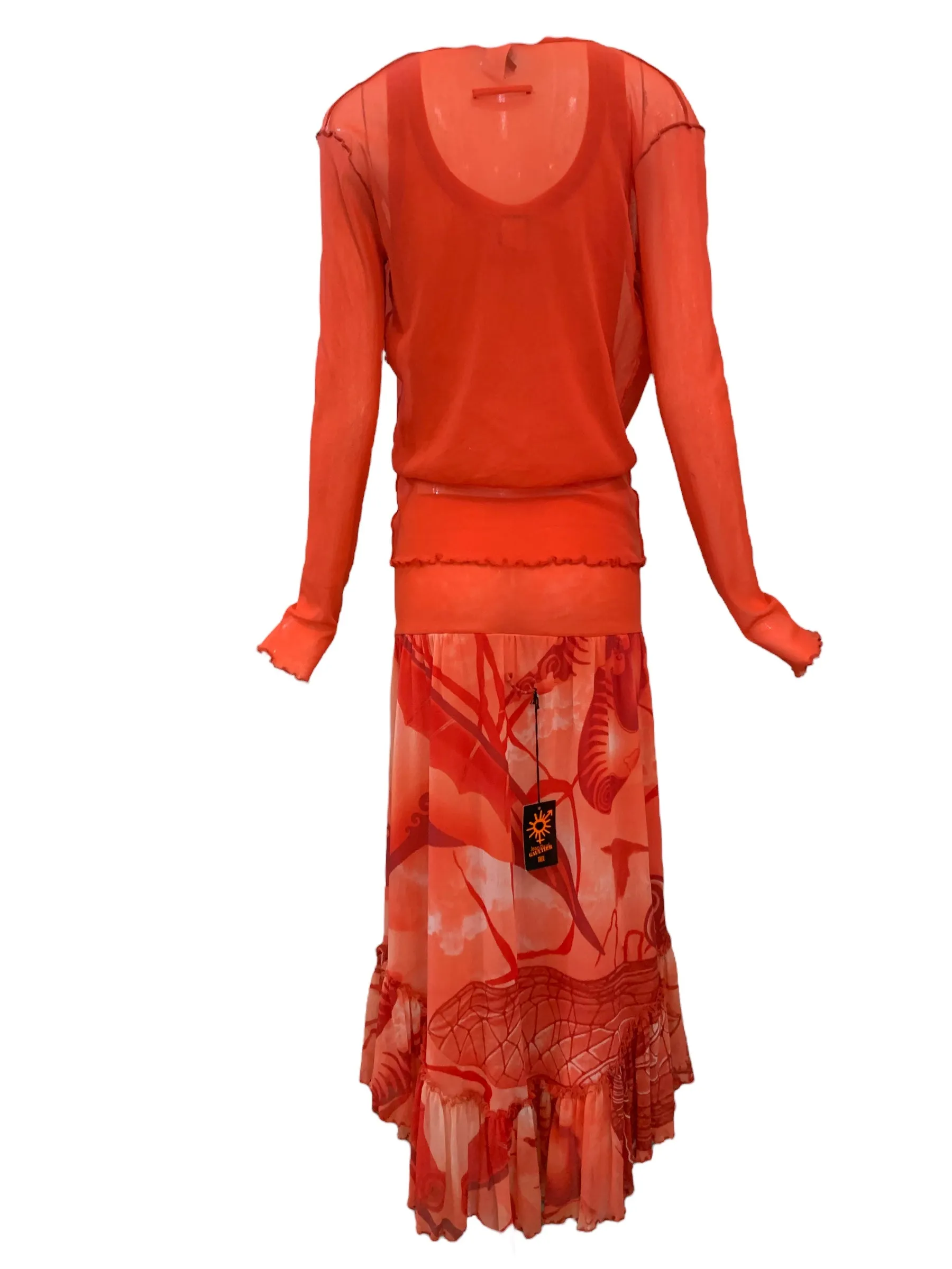 Jean Paul Gaultier Orange Sherbet Mesh Ensemble