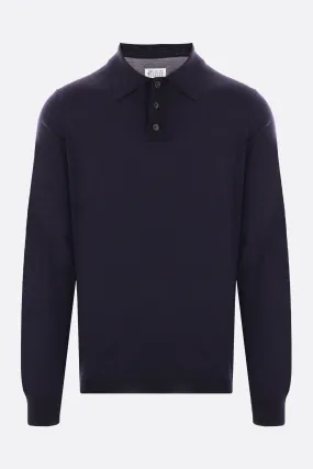 Knit Pattern Wool Polo Sweater