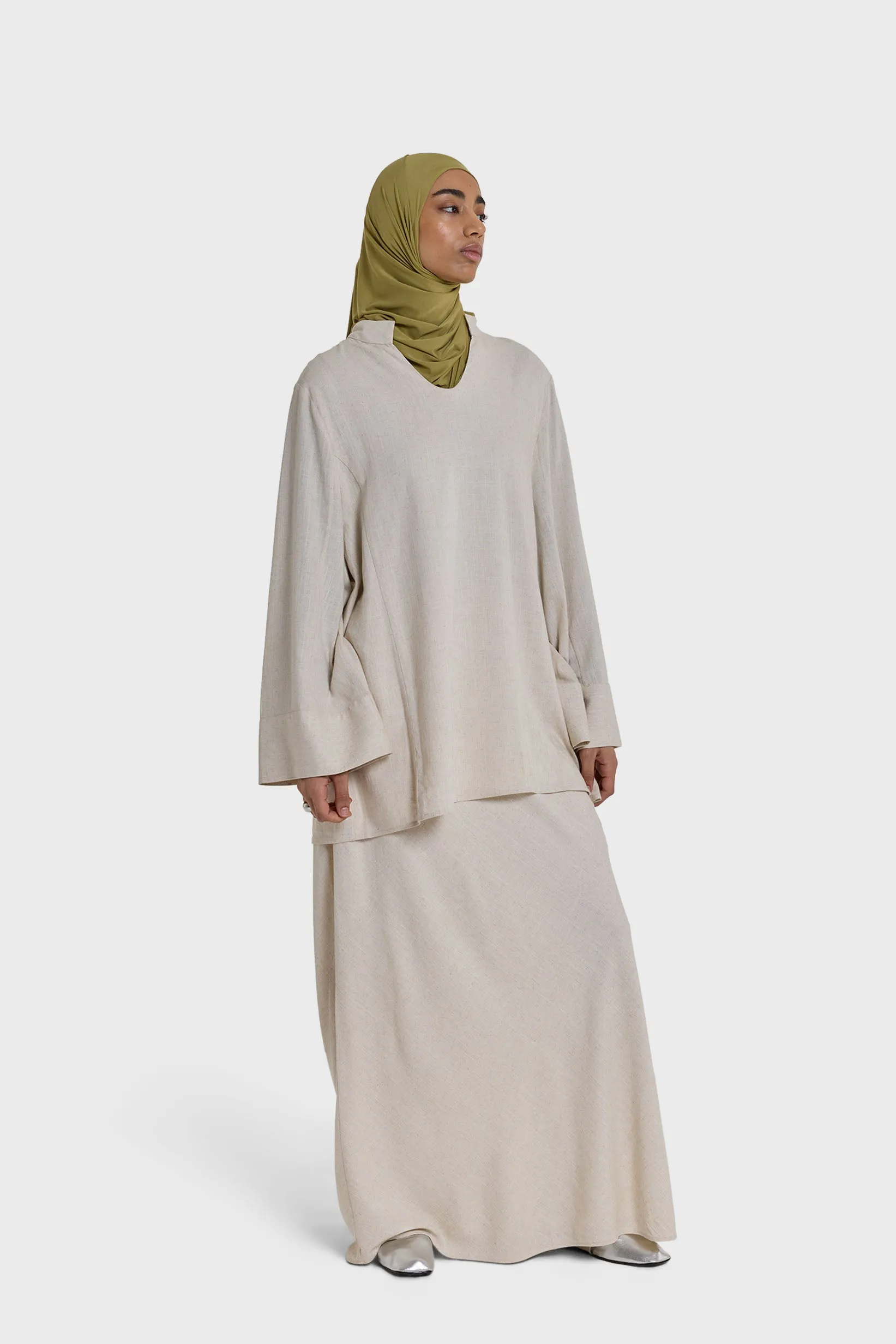 Linen Skirt | Beige Melange