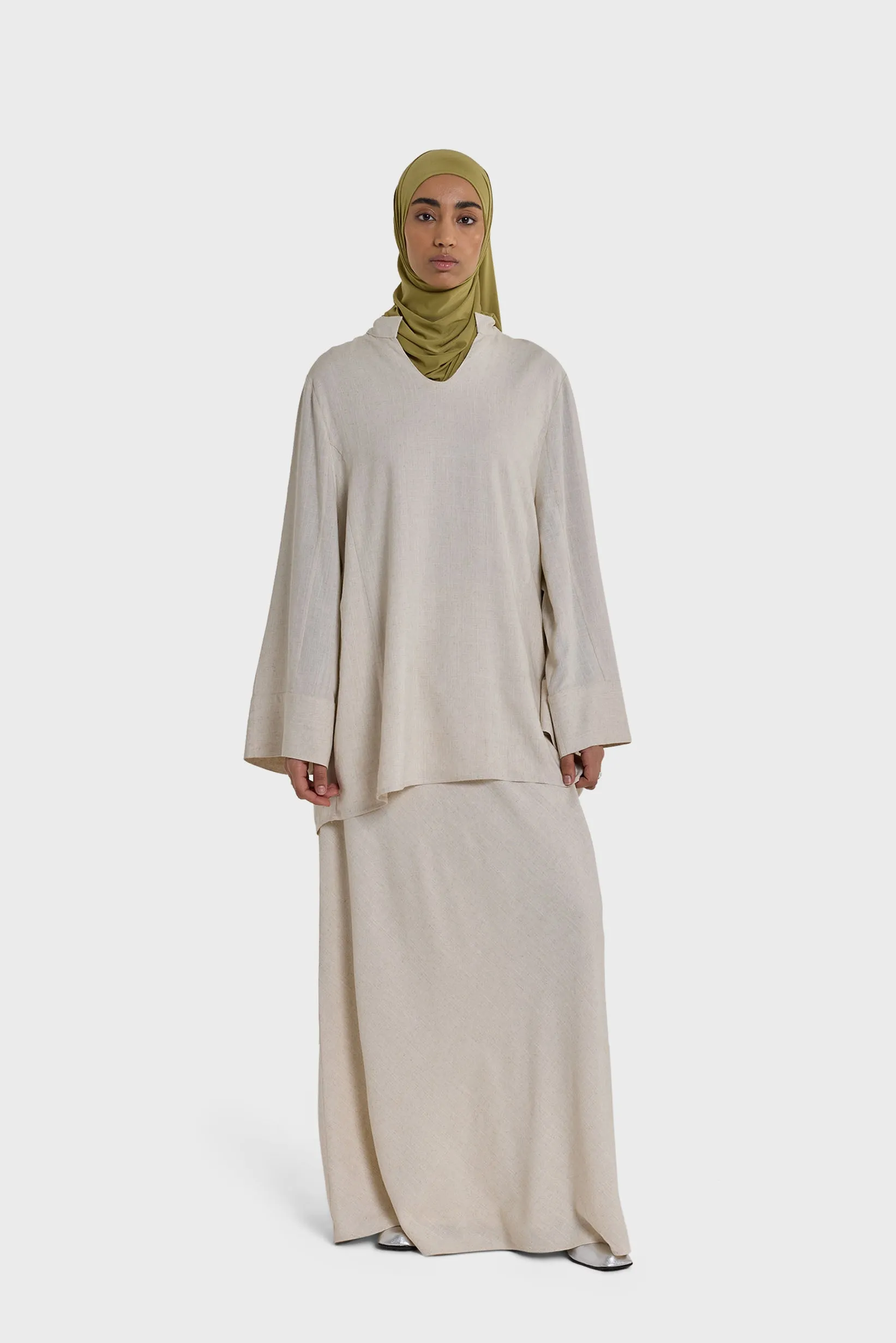 Linen Skirt | Beige Melange