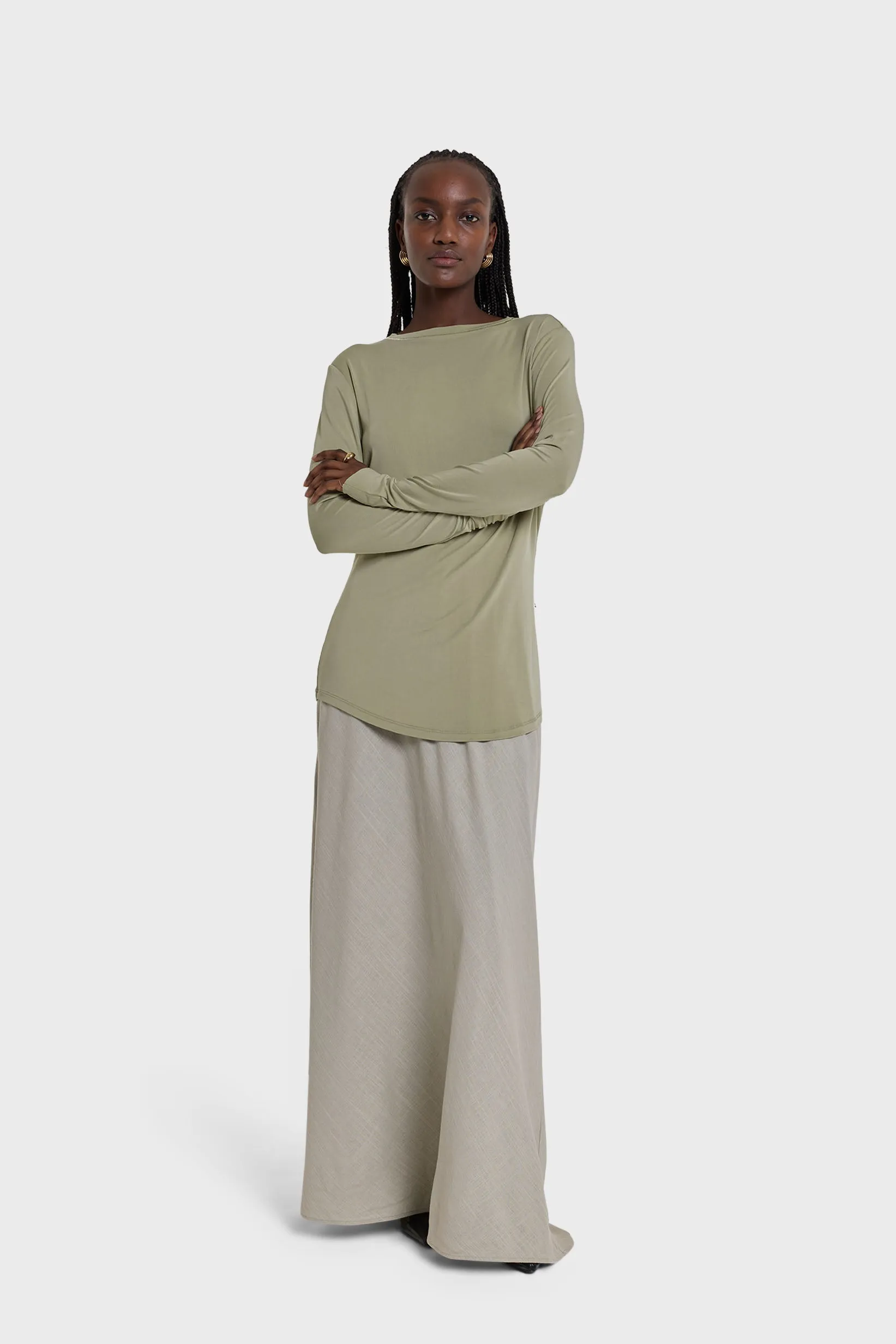 Linen Skirt | Light Sage