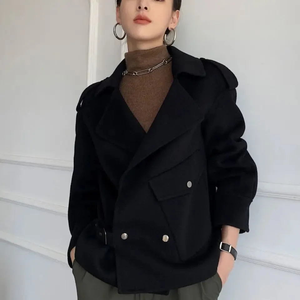 luxury outerwear double-faced woolen coat Korean Style Double-faced Woolen Goods Cashmere Coat