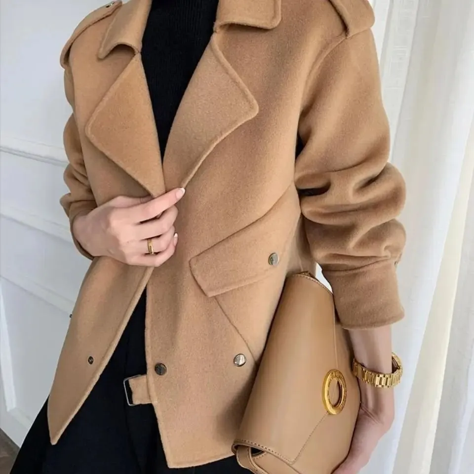 luxury outerwear double-faced woolen coat Korean Style Double-faced Woolen Goods Cashmere Coat