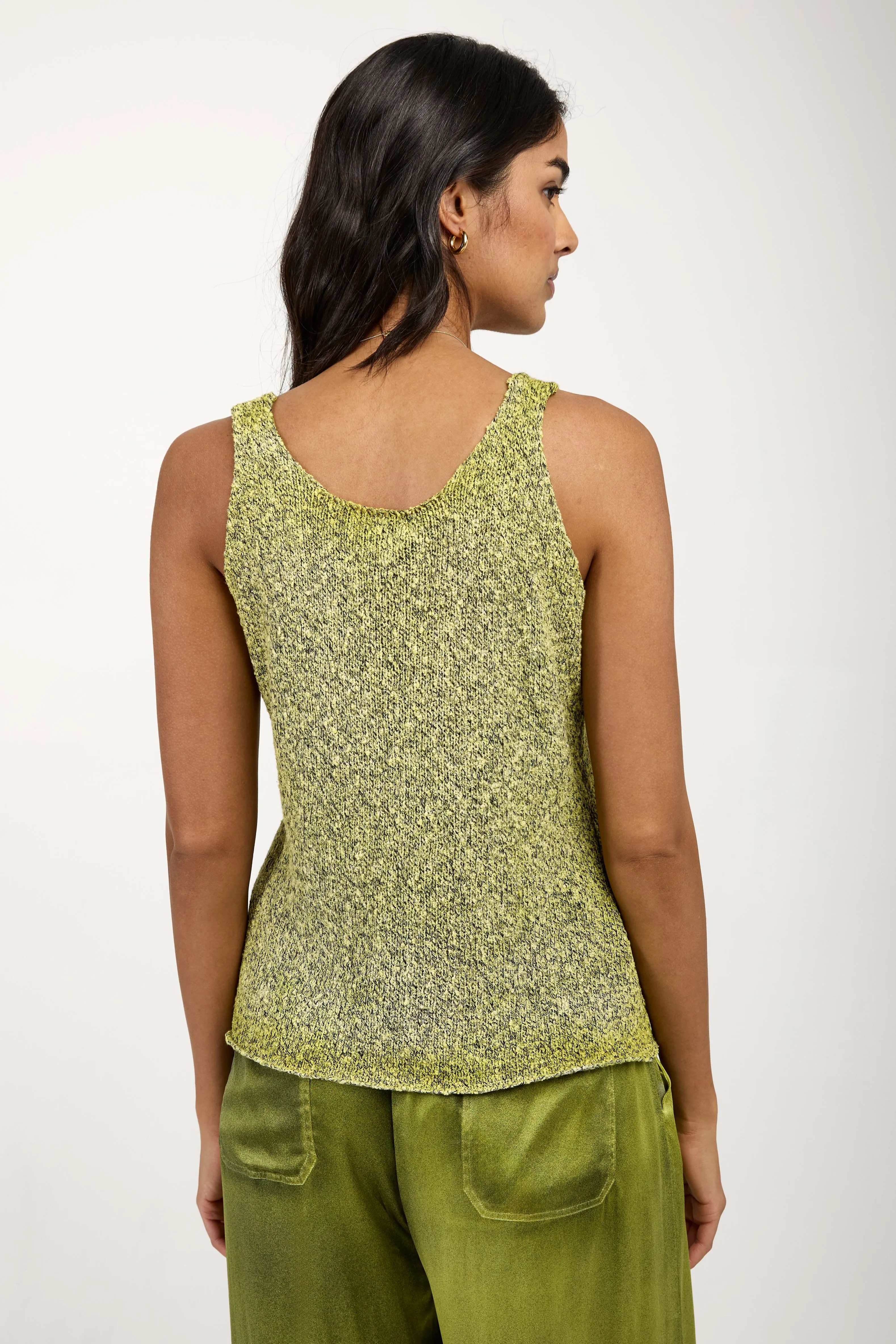 Mouliné Cotton Tank Top in Lime