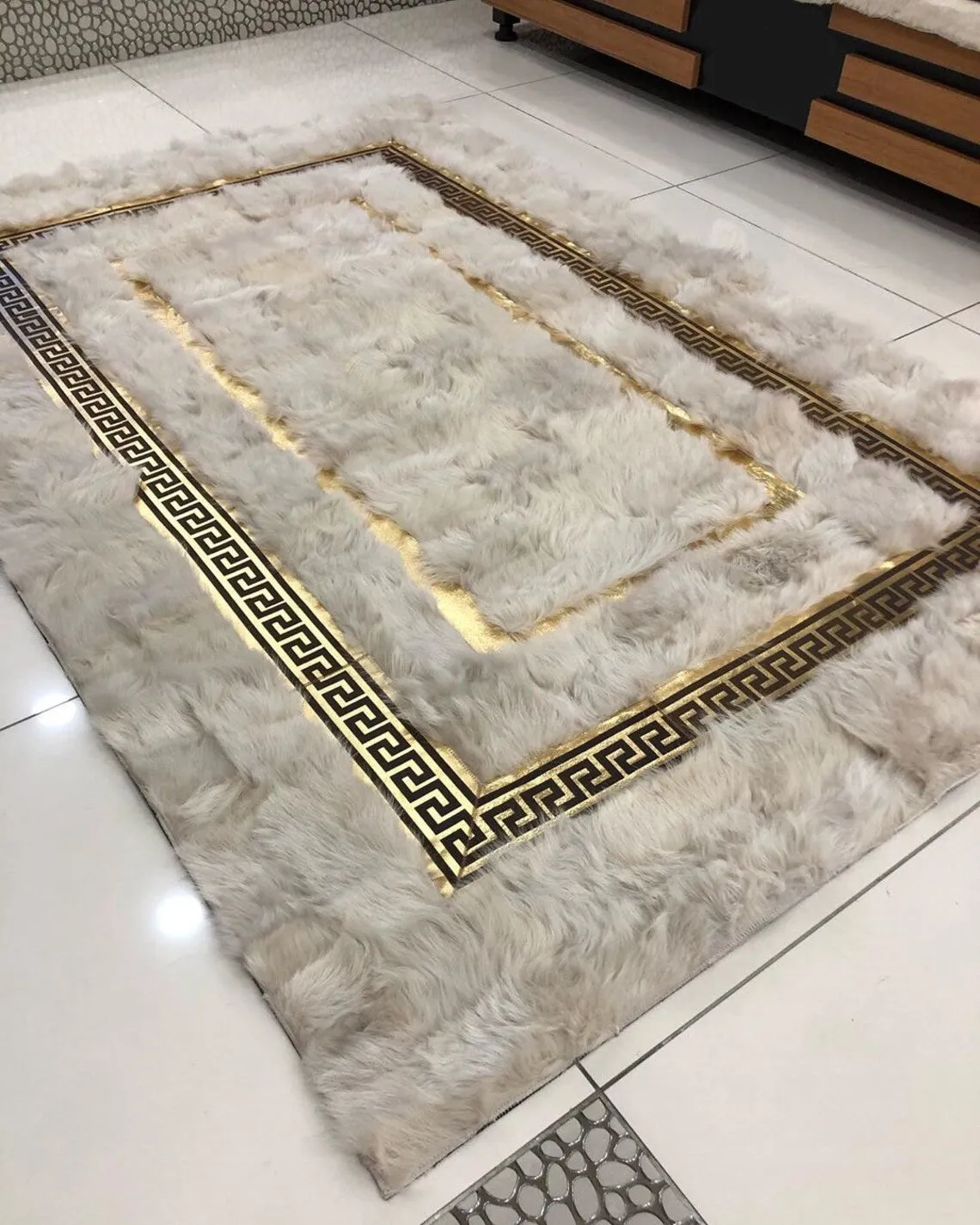 Natural Handmade White Cream 6x8 Living Room Rug , Sheepskin Soft Rug