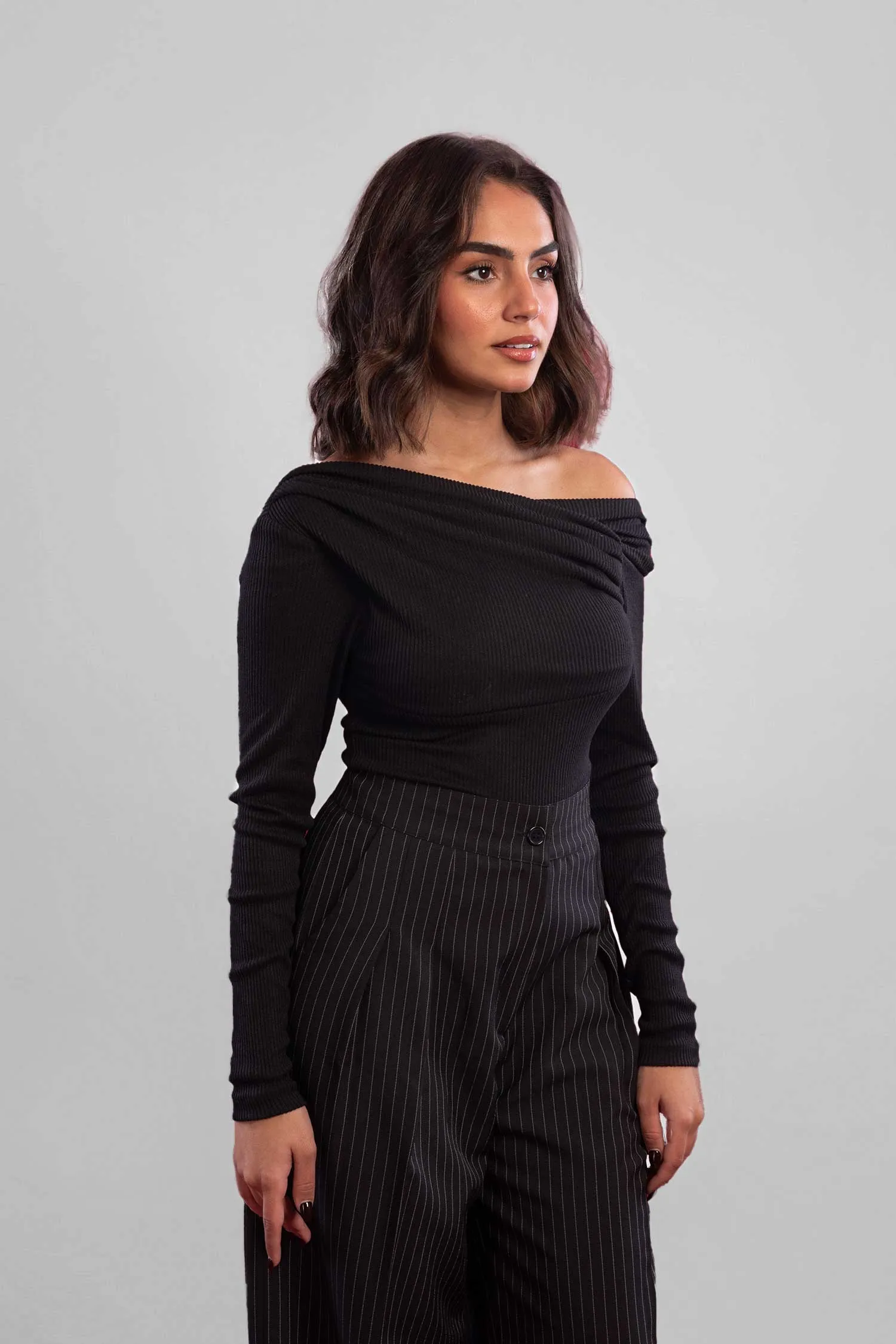 Off Shoulder Knitted Long Sleeves Top - Mitcha Label