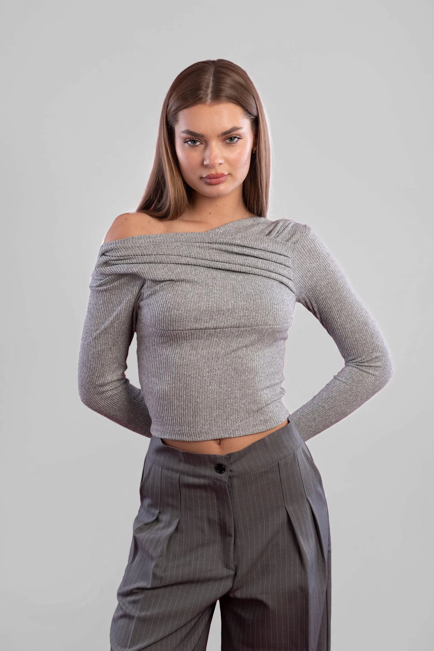 Off Shoulder Knitted Long Sleeves Top - Mitcha Label