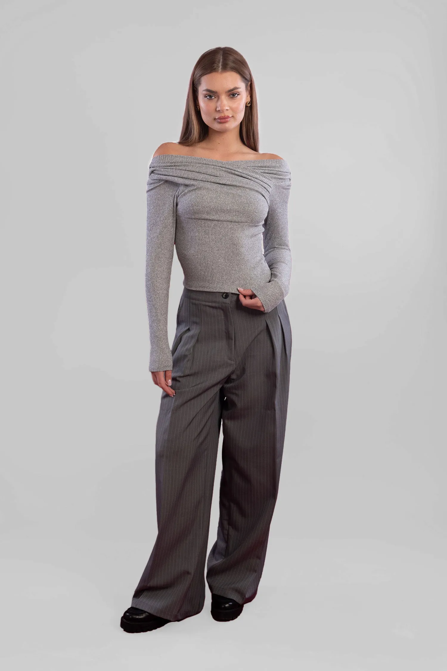 Off Shoulder Knitted Long Sleeves Top - Mitcha Label
