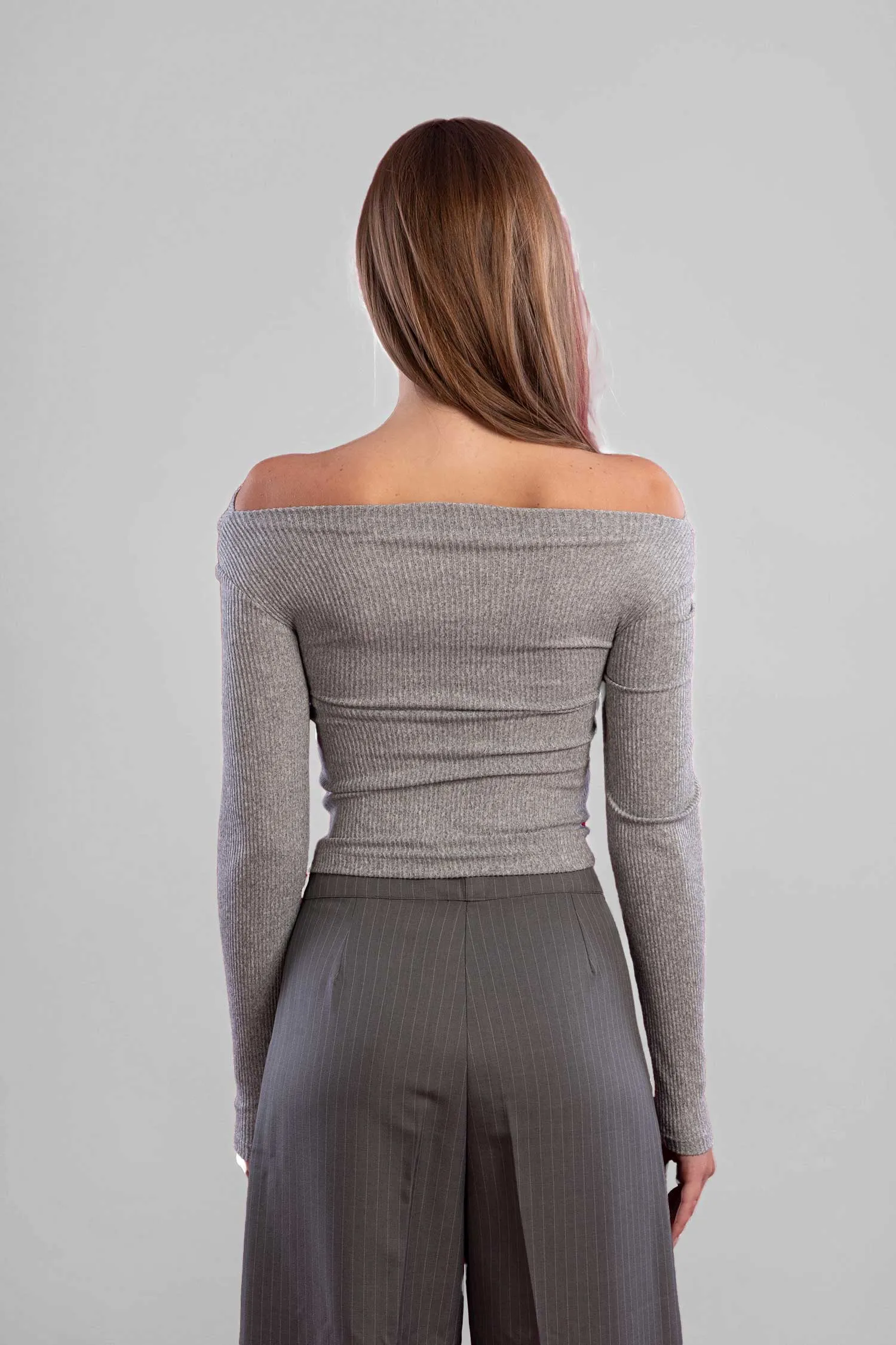 Off Shoulder Knitted Long Sleeves Top - Mitcha Label