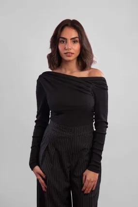 Off Shoulder Knitted Long Sleeves Top - Mitcha Label