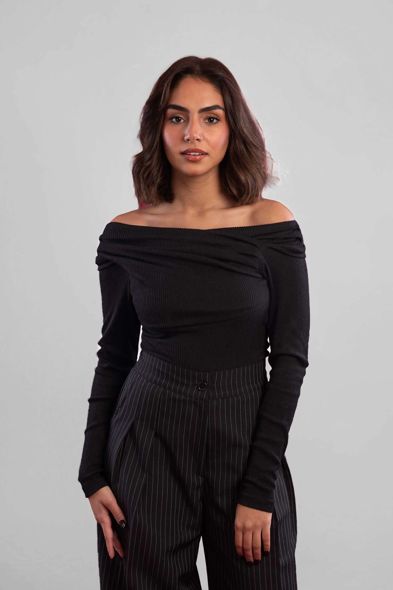 Off Shoulder Knitted Long Sleeves Top - Mitcha Label