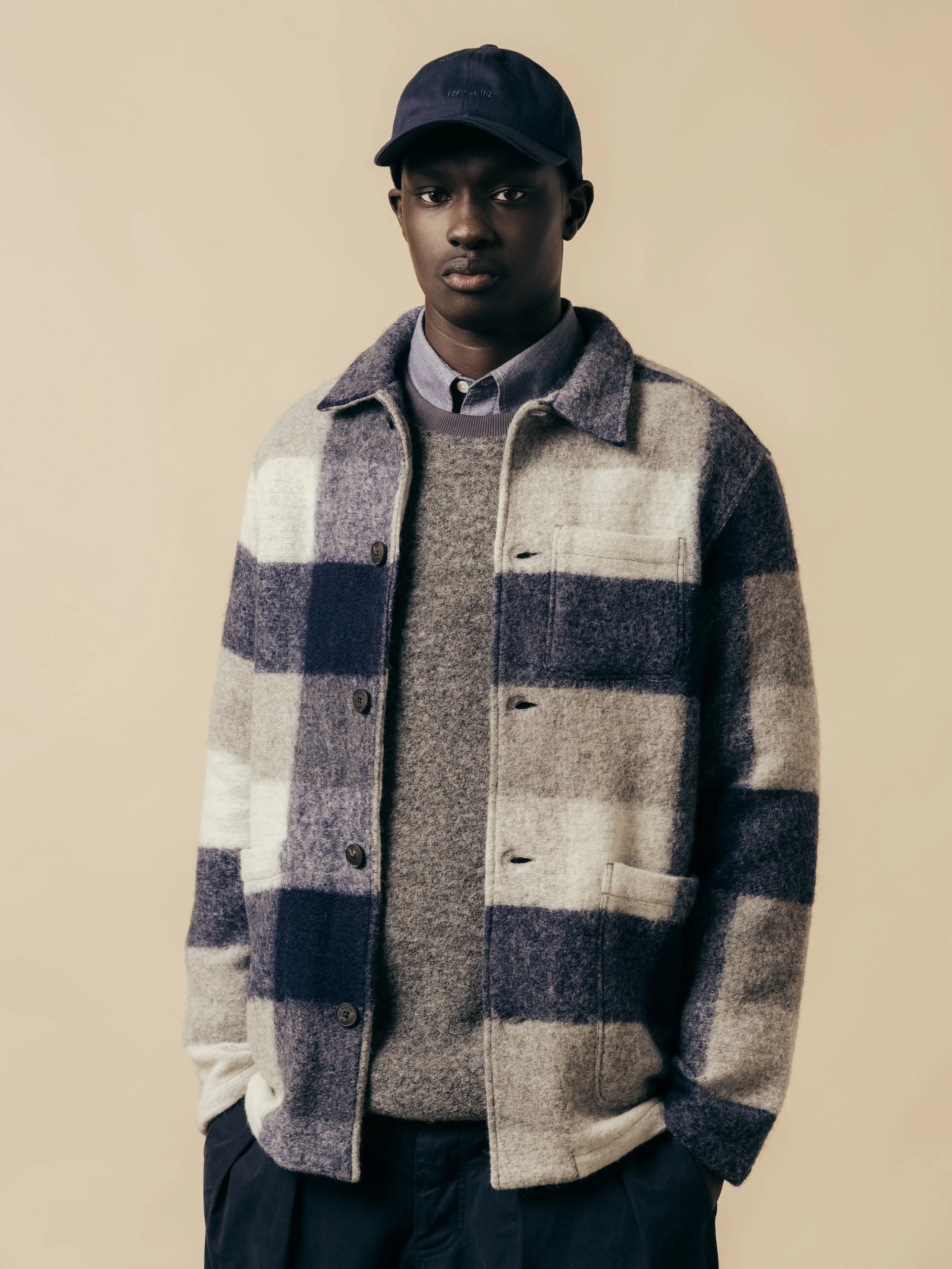 Ormiston Jacket In Navy Check Wool Blend